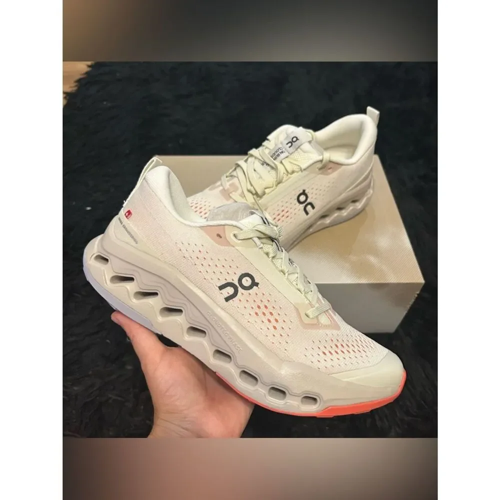 ON CLOUDSURFER trail ivory salmon athletic training lace up shoes sneakers 8.5 - Picture 1 of 7